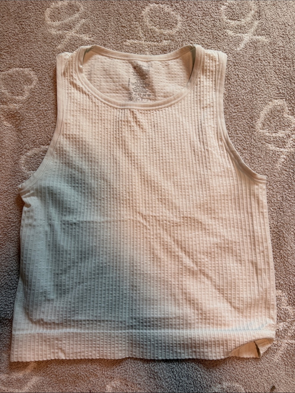 Anthropologie Cream Ribbed Scoop Tank